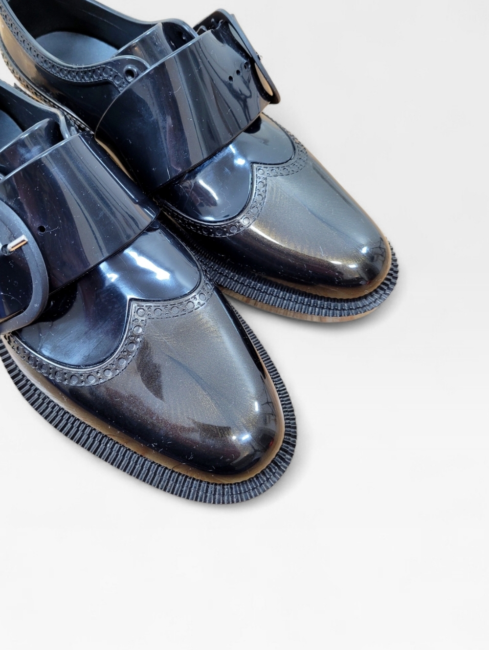 MELISSA Dama Classic Jelly Brogues Loafers Shoes 8 Black Bronze Made In Brazil - Picture 8 of 15